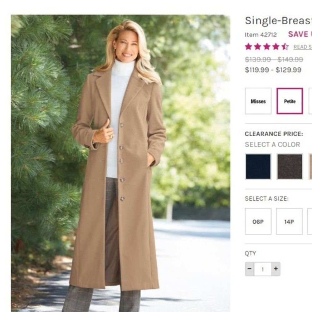 Tan Long Wool-Blend Coat